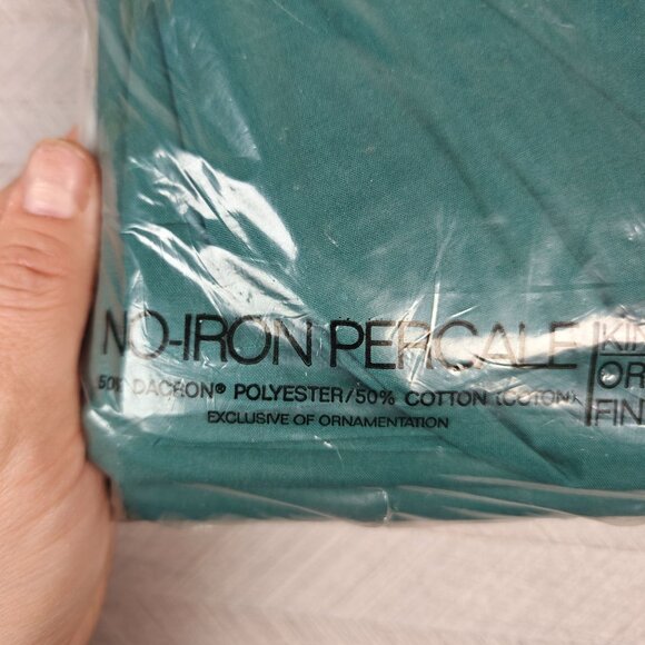 Vintage King Flat Sheet West Point Pepperell No-Iron Percale Cotton Blend - Picture 5 of 6
